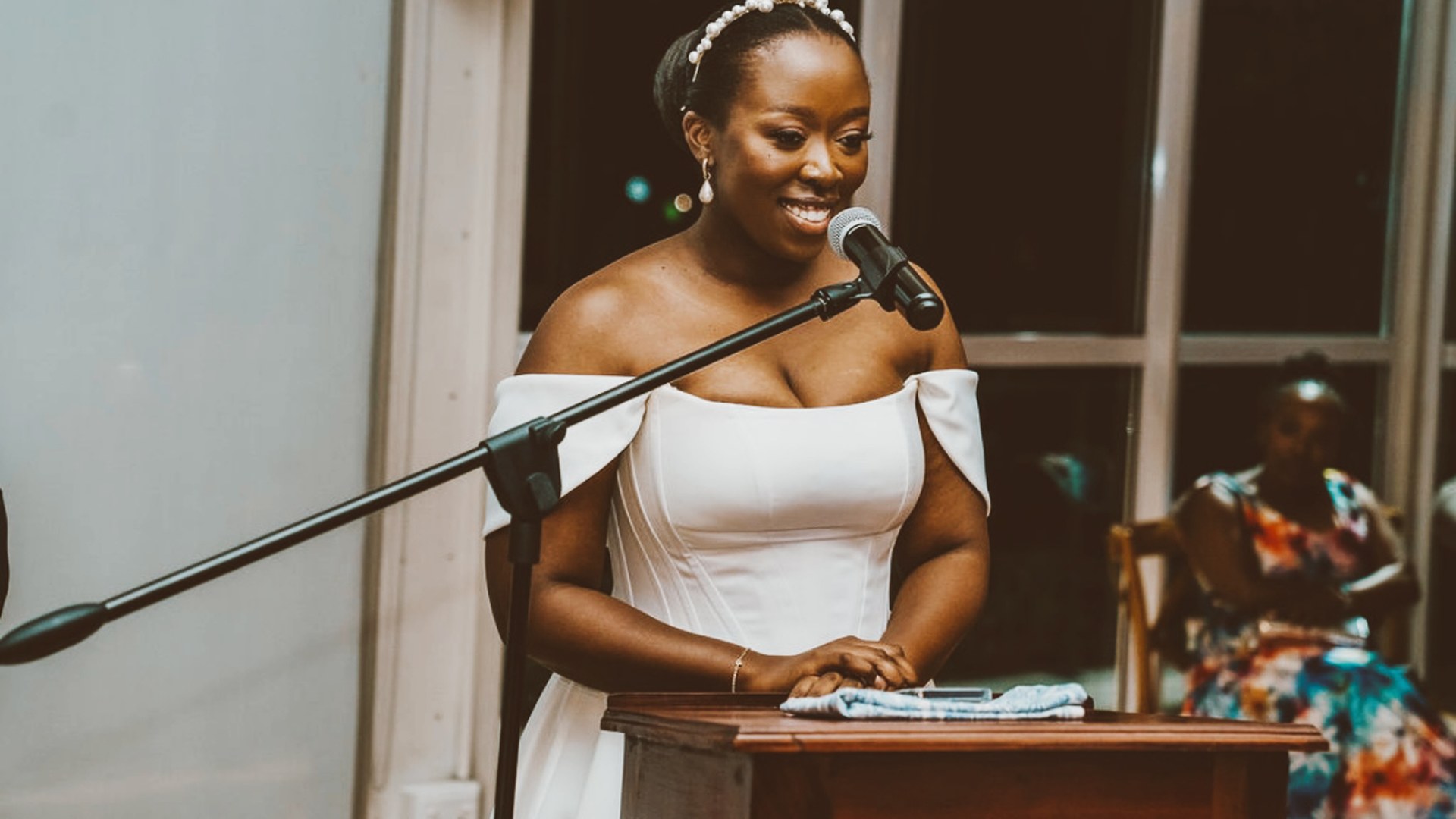 A wedding speech at the lectern